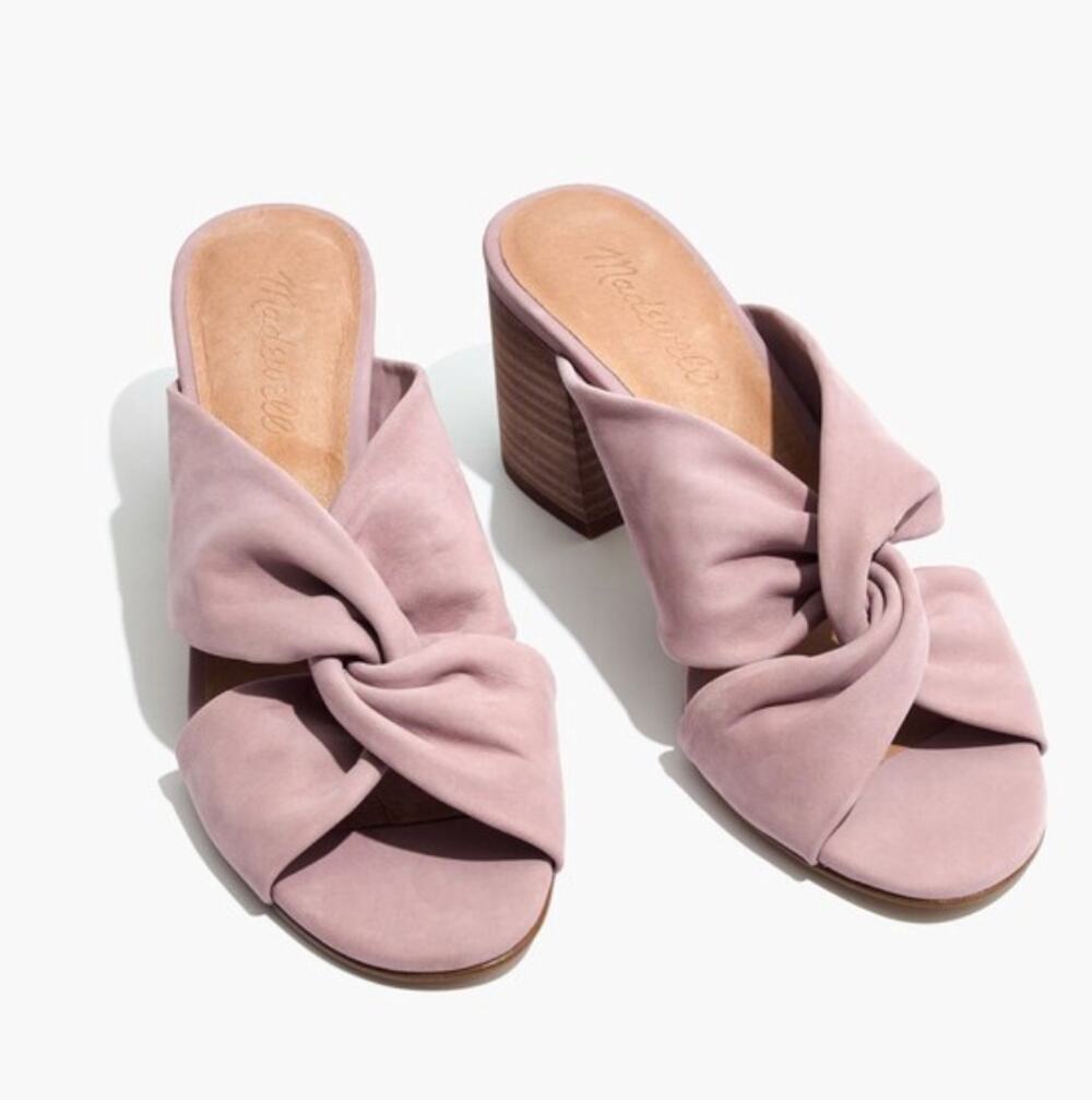 Madewell The Sari Crisscross Sandal Block Heel Mule Pink Blush Leather Size 8